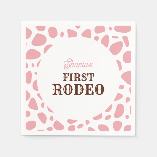 Serviette En Papier Première Rodéo Wild West Rose Girl Premier anniver (Devant)