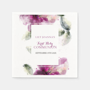Serviette En Papier Première Sainte Communion Aquarelle Lily Floral