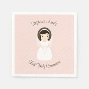 Serviette En Papier Première Sainte Communion Brunette Girl
