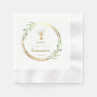 Première Sainte Communion cercle d'or feuilles ver