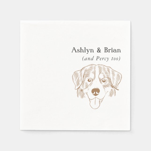 Serviette En Papier Premiers noms Bernese Mountain Dog Mariage Napkins (Devant)