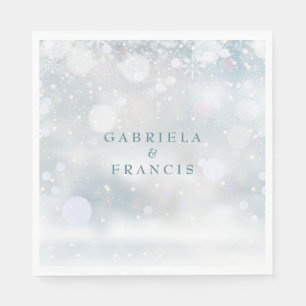 Serviette En Papier Premiers Snowflakes Mariage d'hiver Élégant