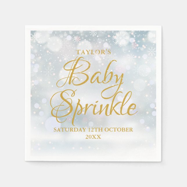 Serviette En Papier Premiers Snowflakes Winter Baby Sprinkle / Douche (Devant)