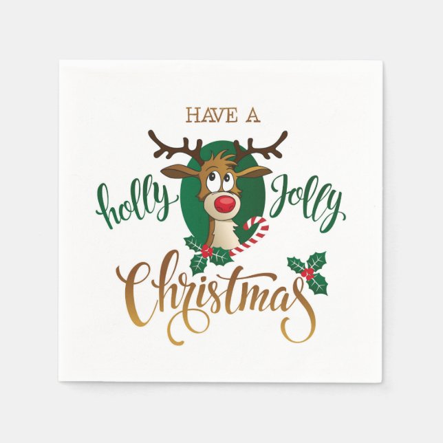 Serviette En Papier Prenez un Holly Jolly Christmas (Devant)
