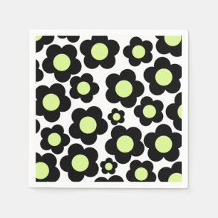 Serviette En Papier Preppy Black Neon vert Hippie Motif