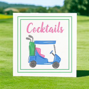 Serviette En Papier Preppy Blue Golf Panier Cocktail Party
