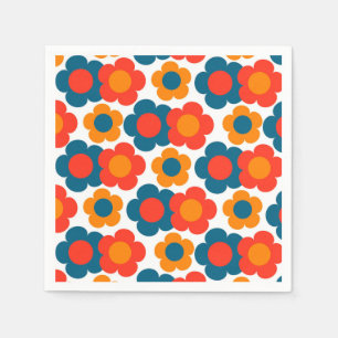 Serviette En Papier Preppy Blue Orange Hippie Motif