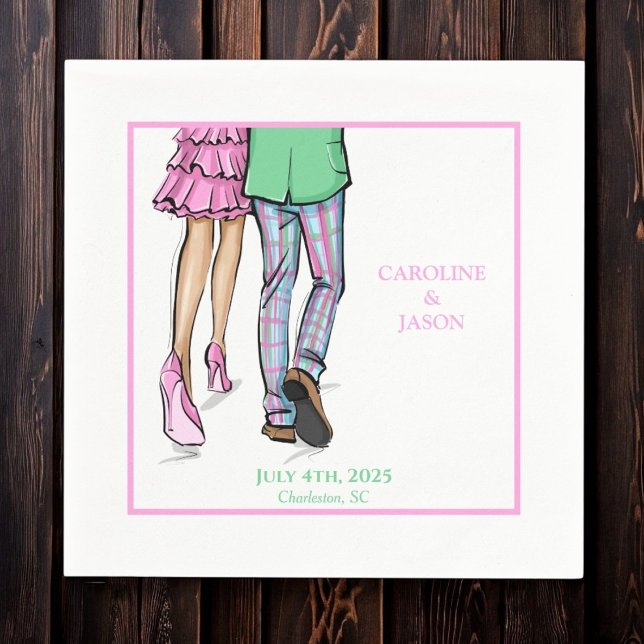 Serviette En Papier Preppy Fashion Couple Mariage douche (Créateur téléchargé)