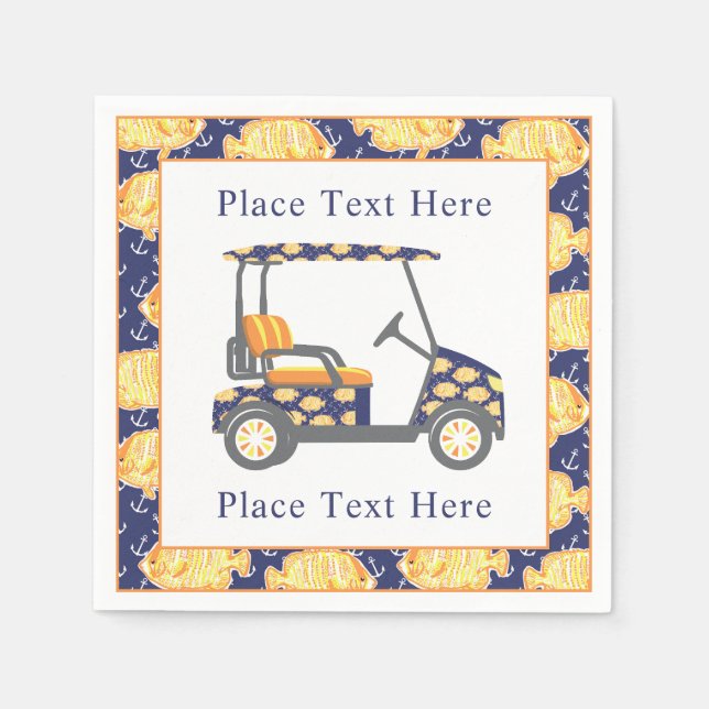 Serviette En Papier Preppy Goldfish Golf Cart (Devant)