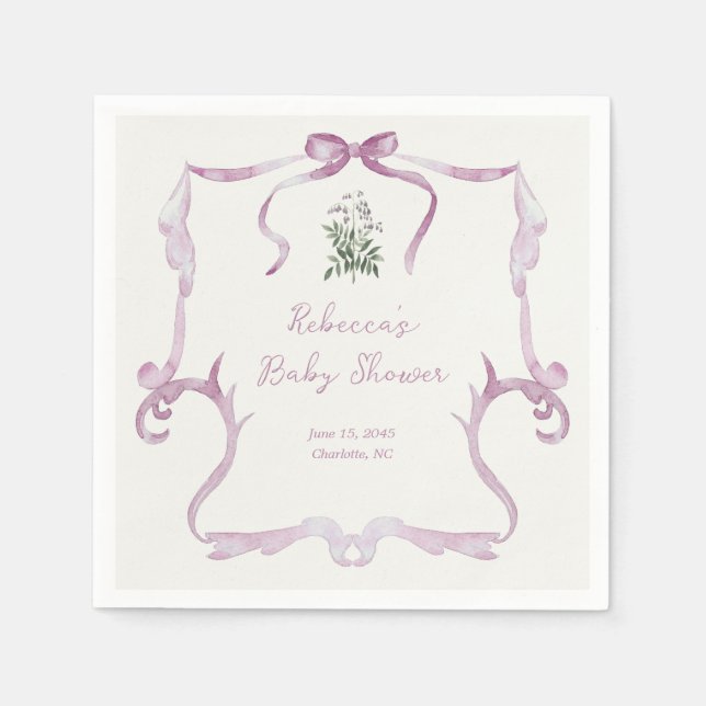 Serviette En Papier Preppy Grandmillennial Pink Girl Baby Shower (Devant)