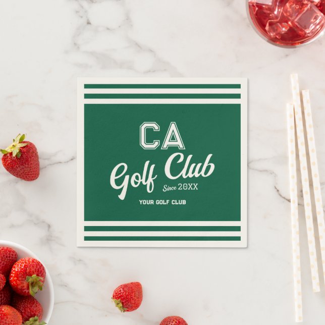 Serviette En Papier Preppy Green Golf Club Custom Crest Party (En situation)