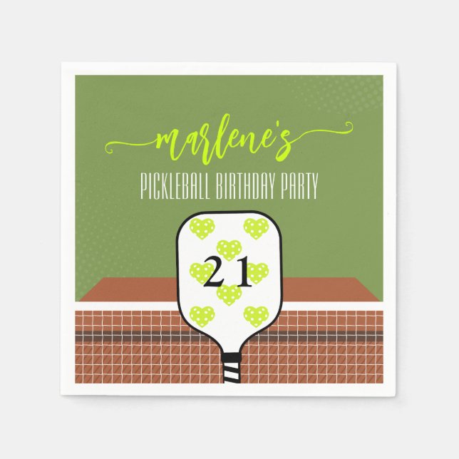 Serviette En Papier Preppy Pickleball Paddle Photo Dink Anniversaire (Devant)