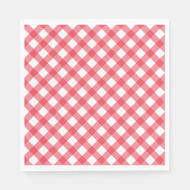 Serviette En Papier Preppy Picnic Red Plaid En vichy Party (Devant)