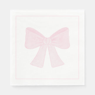 Serviette En Papier Preppy Pink Bow Grandmillennial Premier anniversai