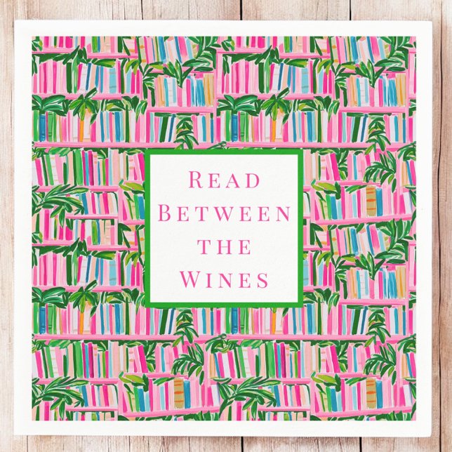 Serviette En Papier Preppy Read Between Wines Book Club Rose (Créateur téléchargé)