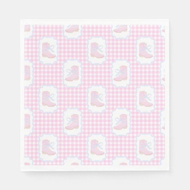 Serviette En Papier Preppy Rodeo First Birthday Cowgirl Boots (Devant)