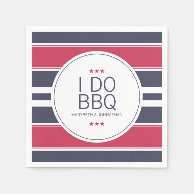 Serviette En Papier Préppy Rouge, blanc et Wedding shower bleu Napkin (Devant)