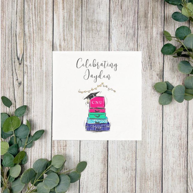 Serviette En Papier Preppy Script High School Graduation Suitcase 2023 (Créateur téléchargé)