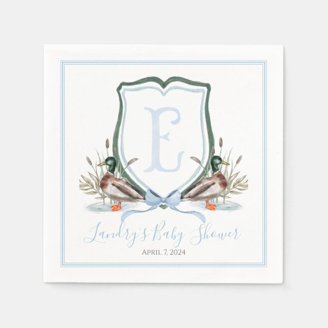 Serviette En Papier Préppy Southern Blue Boy Duck Baby shower (Devant)