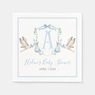 Serviette En Papier Préppy Southern Blue Boy Stork Baby shower