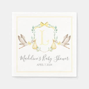 Serviette En Papier Préppy Southern Yellow Stork Baby shower