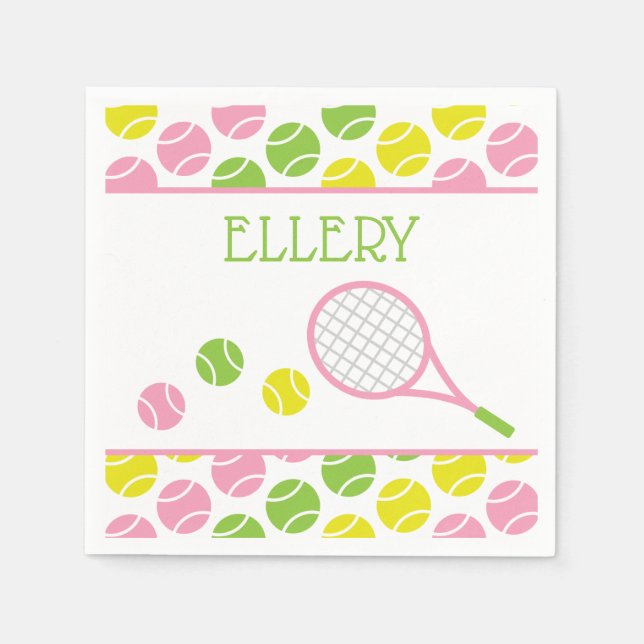 Serviette En Papier Preppy Tennis Personnalisé Party Napkins (Devant)