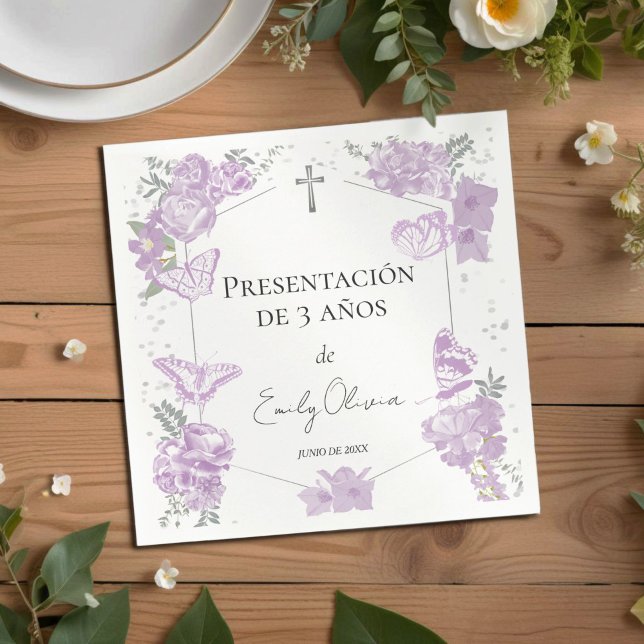 Serviette En Papier Presentación de 3 años Napkins Papillons (Créateur téléchargé)