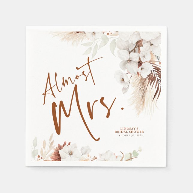 Serviette En Papier Presque Mme Boho Terracotta Fête des mariées flora (Devant)