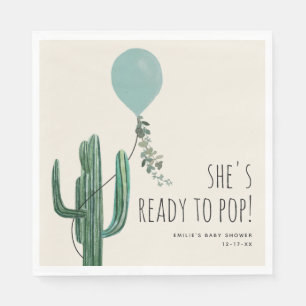 Serviette En Papier Prêt à pop Balloon Cactus Blue Boy baby shower
