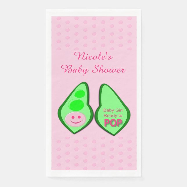 Serviette En Papier Prêt à pop bébé fille Baby shower de pois rose Per (Devant)