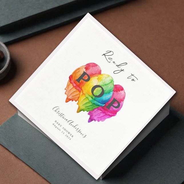Serviette En Papier Prêt à pop crème glacée Gradient Baby shower rose (Créateur téléchargé)