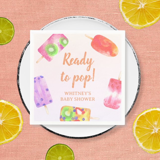 Serviette En Papier Prêt À Pop Popsicle Baby shower Aquarelle (Ready To Pop Popsicle Watercolor Baby Shower Napkins)