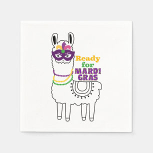Serviette En Papier Prêt pour les perles de masque mardi Gras llama