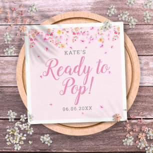 Serviette En Papier Prête à éclore Baby Shower Fille Fleur Rose