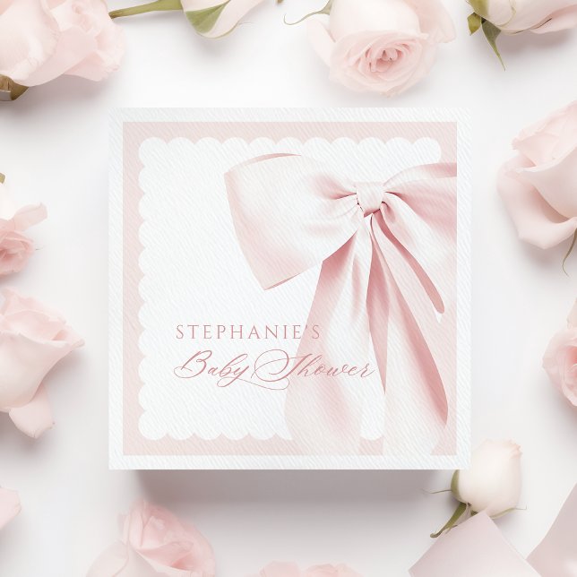 Serviette En Papier Pretty Cute Pink Bow Baby Shower Paper Napkins (Créateur téléchargé)