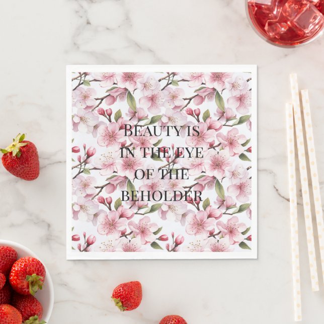 Serviette En Papier Pretty Pink Cherry Blossom Flowers Bridal Shower (En situation)
