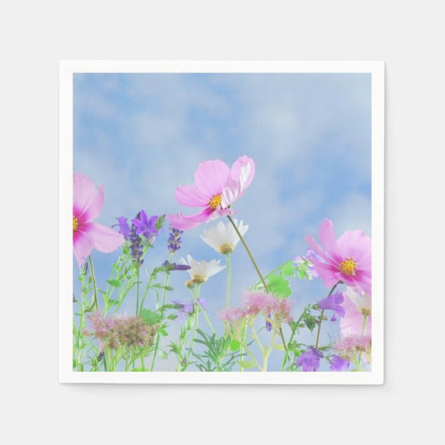 Serviette En Papier Pretty Pink Wild Flower Meadow (Devant)