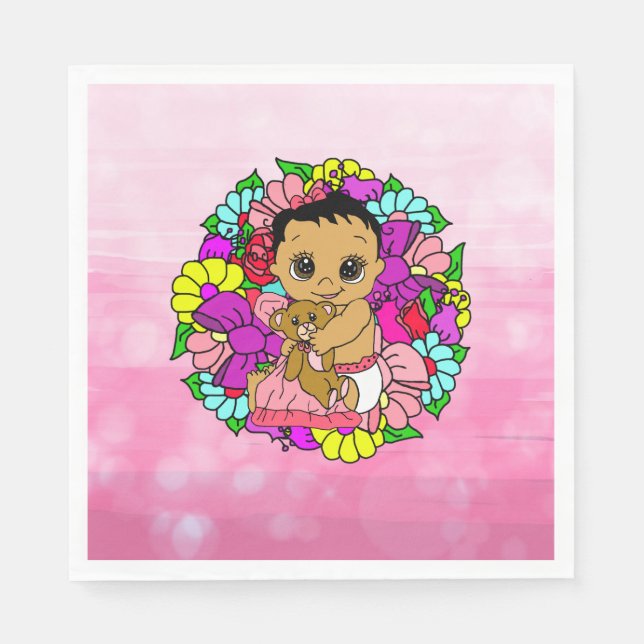 Serviette En Papier Pretty Rose Floral Girl's Baby shower ethnique (Devant)