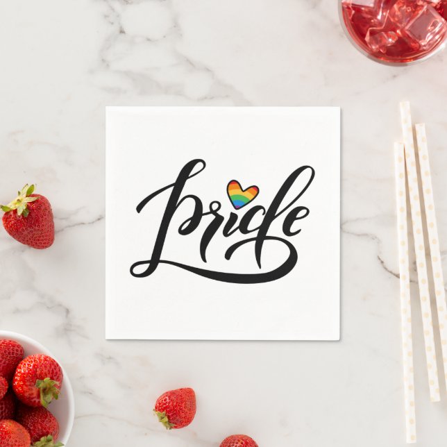 Serviette En Papier Pride Script Heart (En situation)