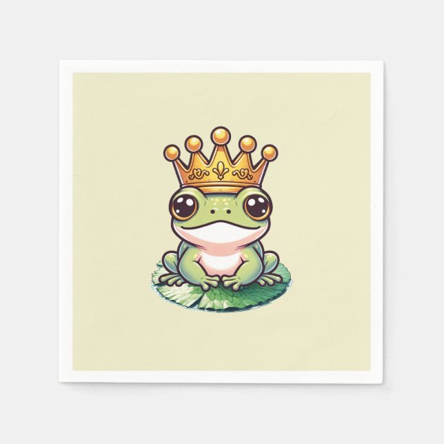 Serviette En Papier Prince de grenouille en Baby shower de la Couronne (Devant)