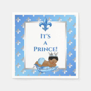 Serviette En Papier Prince Royal Baby Blue & Silver Coussin