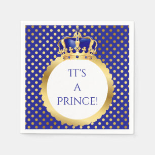 Serviette En Papier Prince Royal Blue & Gold Crown