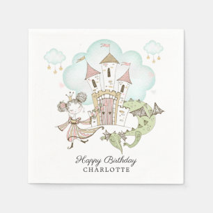 Serviette En Papier Princess Castle Dragon Fête d'anniversaire