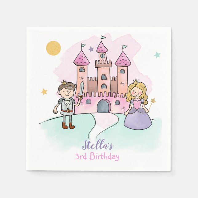 Serviette En Papier Princess Napkins Fairytale Party Fille Anniversair (Devant)