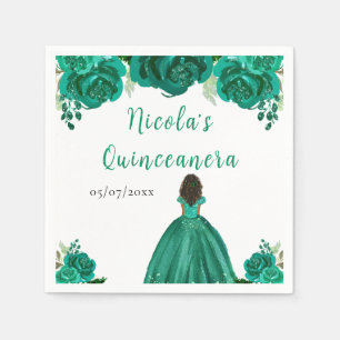 Serviette En Papier Princesse à la peau foncée Fleurs Florales de Quin