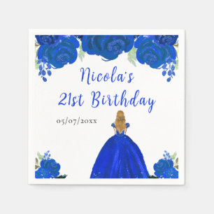 Serviette En Papier Princesse aux Cheveux Blonds Fête d'Anniversaire F