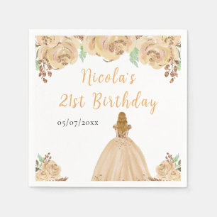 Serviette En Papier Princesse aux cheveux blonds Fête d'anniversaire f
