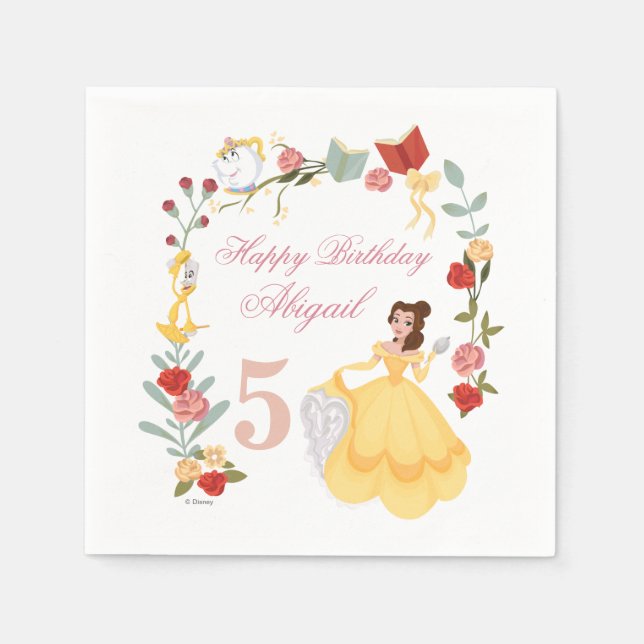 Serviette En Papier Princesse Belle | Anniversaire rose (Devant)