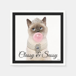 Serviette En Papier Princesse Chat soufflant de bulle gomme