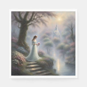 Serviette En Papier Princesse Dans Le Jardin Du Château